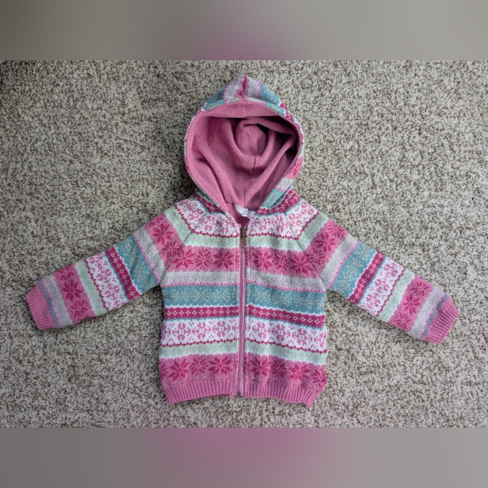 Girls Wonder Kids Knit Sweater Jacket Fleece Lined 2T Pink